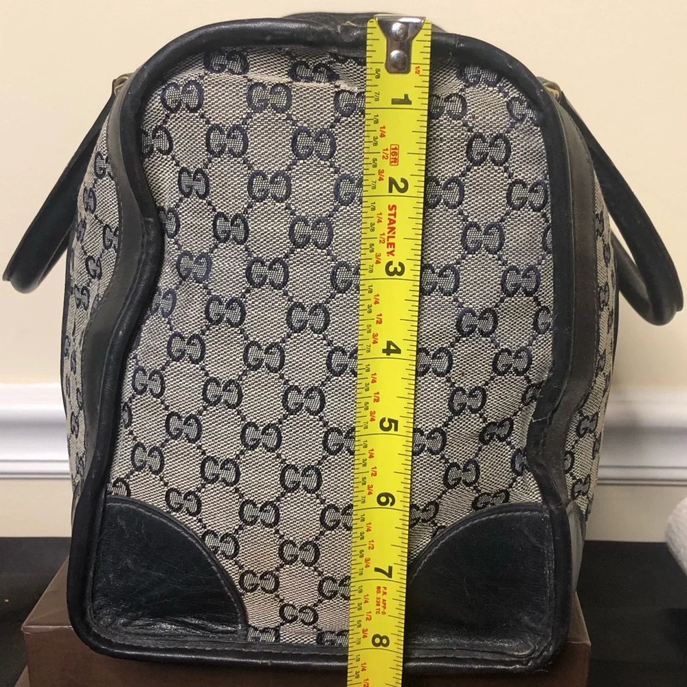 GUCCI Navy GG Monogram Rolled Top Handle Coated Canvas Boston Travel Bag 30cm